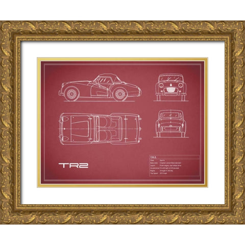 Triumph TR2-Maroon Gold Ornate Wood Framed Art Print with Double Matting by Rogan, Mark