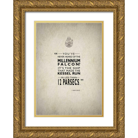 Millennium Falcon Gold Ornate Wood Framed Art Print with Double Matting by Rogan, Mark
