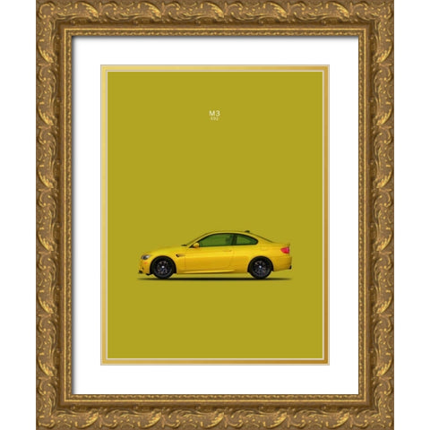 BMW M3 E92 Yellow Gold Ornate Wood Framed Art Print with Double Matting by Rogan, Mark