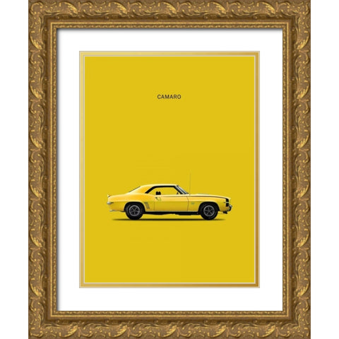 Chev Camaro 1969 Gold Ornate Wood Framed Art Print with Double Matting by Rogan, Mark