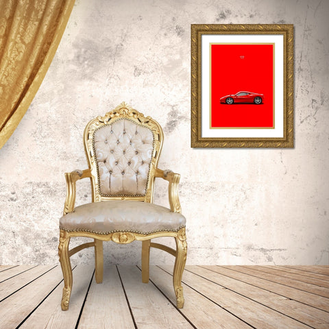Ferrari 458 Italia Red Gold Ornate Wood Framed Art Print with Double Matting by Rogan, Mark