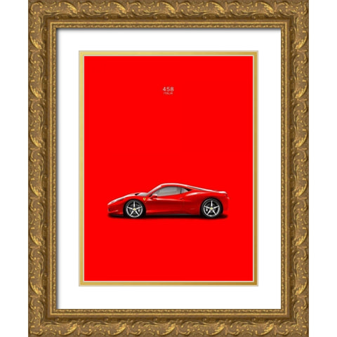 Ferrari 458 Italia Red Gold Ornate Wood Framed Art Print with Double Matting by Rogan, Mark