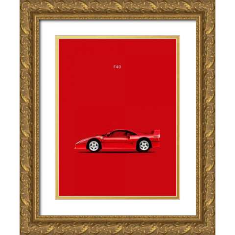 Ferrari F40 Gold Ornate Wood Framed Art Print with Double Matting by Rogan, Mark