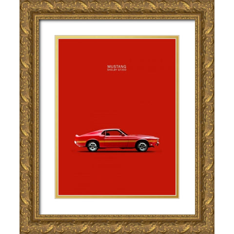 Ford Mustang Shelby GT350 1969 Gold Ornate Wood Framed Art Print with Double Matting by Rogan, Mark