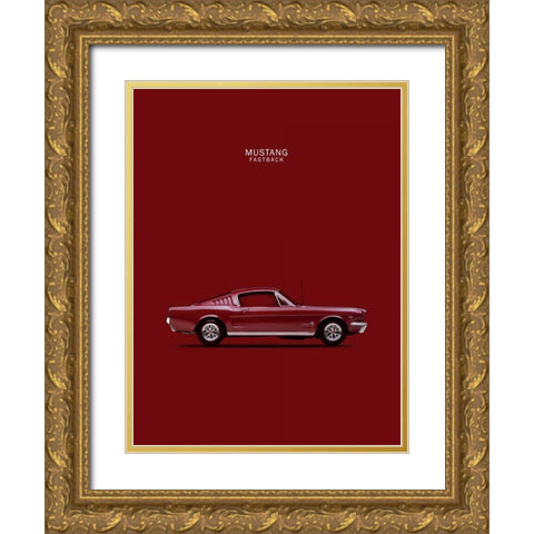 Mustang Fastback 65 Gold Ornate Wood Framed Art Print with Double Matting by Rogan, Mark