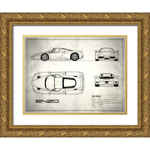 Ferrari Enzo White Gold Ornate Wood Framed Art Print with Double Matting by Rogan, Mark