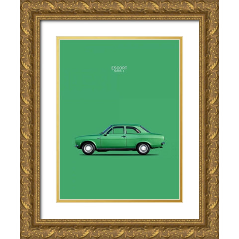 Ford Escort Mk1 TwinCam 1968 Gold Ornate Wood Framed Art Print with Double Matting by Rogan, Mark