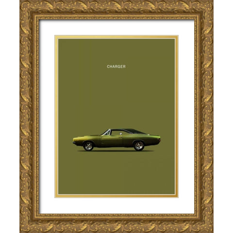 Dodge Charger Gold Ornate Wood Framed Art Print with Double Matting by Rogan, Mark