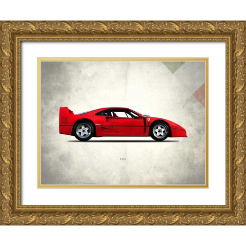 Ferrari F40 Berlinette 1992 Gold Ornate Wood Framed Art Print with Double Matting by Rogan, Mark