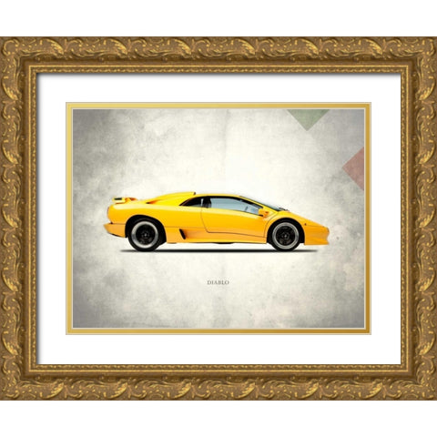 Lamborghini Diablo 1988 Gold Ornate Wood Framed Art Print with Double Matting by Rogan, Mark