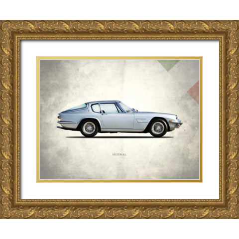 Maserati Mistral 1969 Gold Ornate Wood Framed Art Print with Double Matting by Rogan, Mark