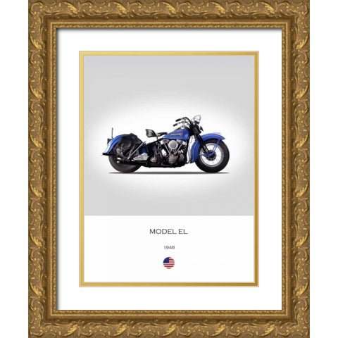 Harley Davidson Model EL 1948 Gold Ornate Wood Framed Art Print with Double Matting by Rogan, Mark