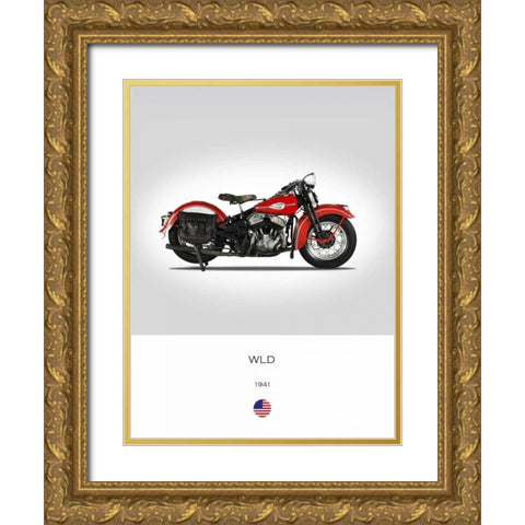 Harley Davidson WLD 1941 Gold Ornate Wood Framed Art Print with Double Matting by Rogan, Mark