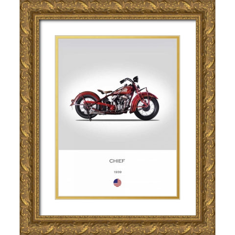 Indian Chief 1939 Gold Ornate Wood Framed Art Print with Double Matting by Rogan, Mark