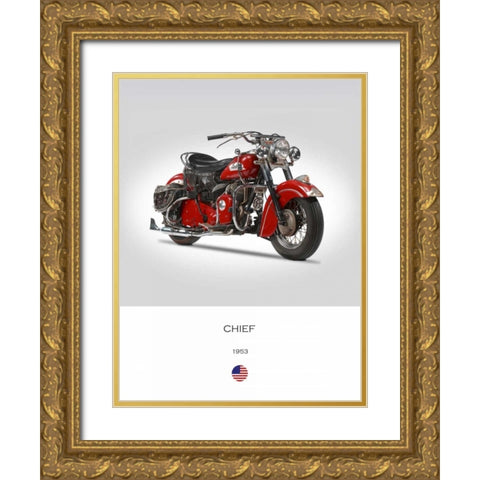 Indian Chief 1953 Gold Ornate Wood Framed Art Print with Double Matting by Rogan, Mark