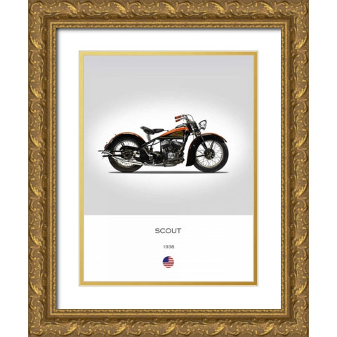 Indian Scout 1938 Gold Ornate Wood Framed Art Print with Double Matting by Rogan, Mark