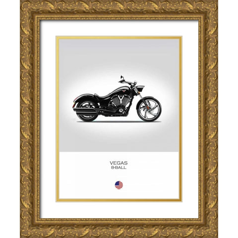 Victory Vegas 8 Ball Gold Ornate Wood Framed Art Print with Double Matting by Rogan, Mark