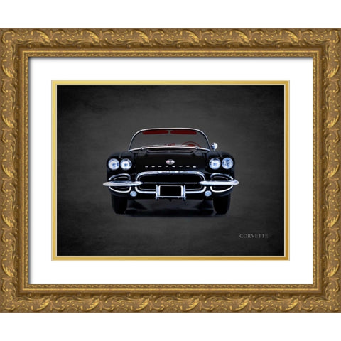 Chevrolet Corvette 1962 Gold Ornate Wood Framed Art Print with Double Matting by Rogan, Mark