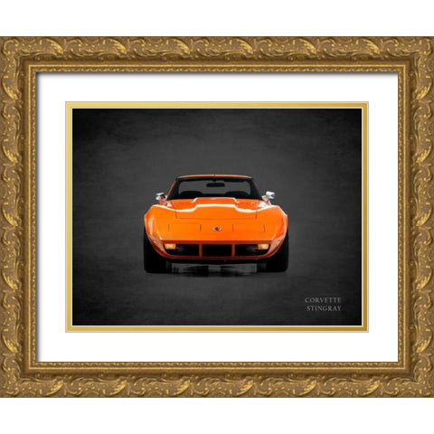 Chevrolet Corvette Stingray 1974 Gold Ornate Wood Framed Art Print with Double Matting by Rogan, Mark