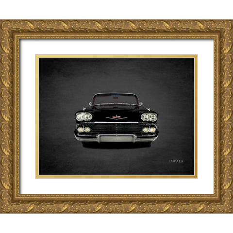 Chevrolet Impala 1958 Gold Ornate Wood Framed Art Print with Double Matting by Rogan, Mark