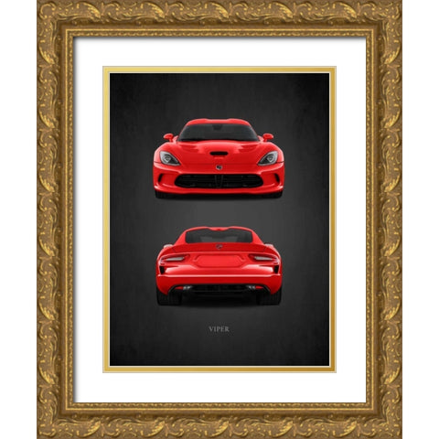 Dodge Viper Gold Ornate Wood Framed Art Print with Double Matting by Rogan, Mark