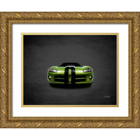 Dodge Viper Green Gold Ornate Wood Framed Art Print with Double Matting by Rogan, Mark