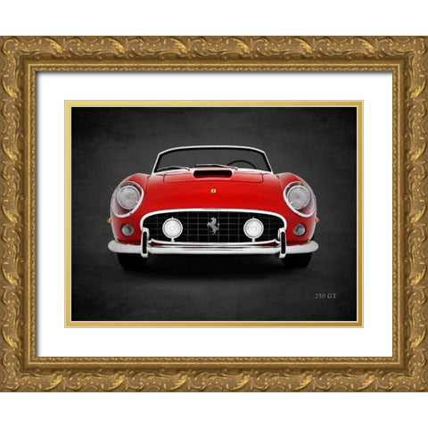 Ferrari 250 GT Gold Ornate Wood Framed Art Print with Double Matting by Rogan, Mark