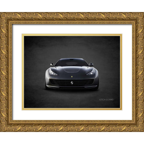 Ferrari GTC4 Lusso Gold Ornate Wood Framed Art Print with Double Matting by Rogan, Mark