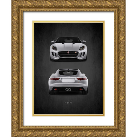 Jaguar F-Type Front-Back Gold Ornate Wood Framed Art Print with Double Matting by Rogan, Mark