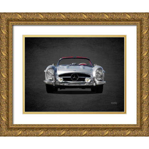 Mercedes Benz 300SL 1958 Gold Ornate Wood Framed Art Print with Double Matting by Rogan, Mark