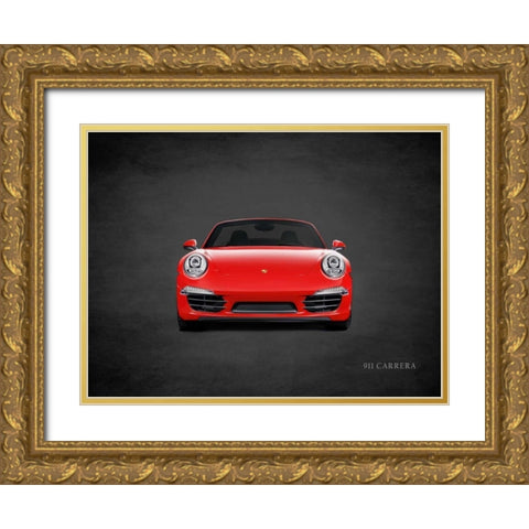 Porsche 911 Carrera Gold Ornate Wood Framed Art Print with Double Matting by Rogan, Mark