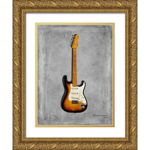 Fender Stratocaster 54 Gold Ornate Wood Framed Art Print with Double Matting by Rogan, Mark