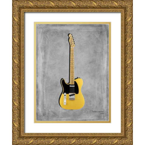 Fender Telecaster 52 Gold Ornate Wood Framed Art Print with Double Matting by Rogan, Mark