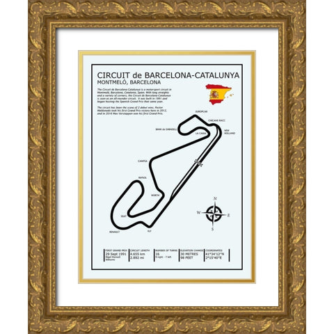 Barcelona-Catalunya Circuit Gold Ornate Wood Framed Art Print with Double Matting by Rogan, Mark