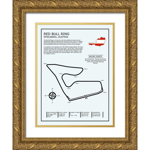 Red Bull Ring Austria Gold Ornate Wood Framed Art Print with Double Matting by Rogan, Mark