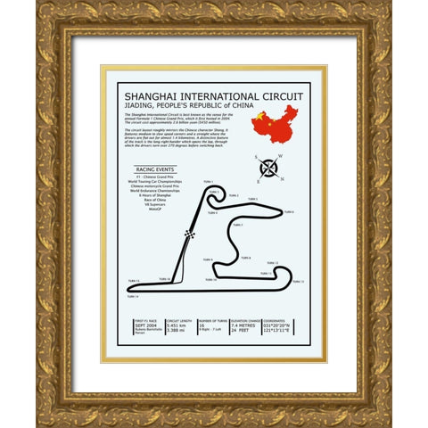 Sepang Intl. Circuit Gold Ornate Wood Framed Art Print with Double Matting by Rogan, Mark