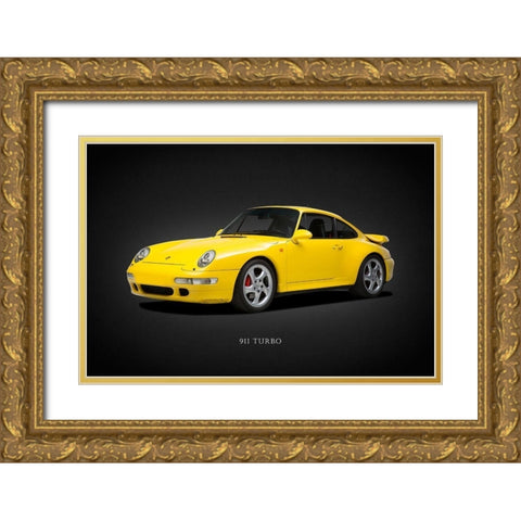 Porsche 911 Turbo 993 1997 Gold Ornate Wood Framed Art Print with Double Matting by Rogan, Mark
