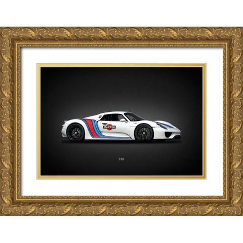 Porsche 918 Martini Gold Ornate Wood Framed Art Print with Double Matting by Rogan, Mark