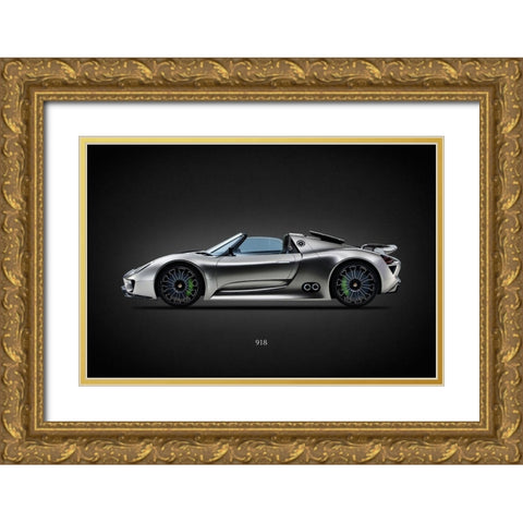 Porsche 918 Gold Ornate Wood Framed Art Print with Double Matting by Rogan, Mark