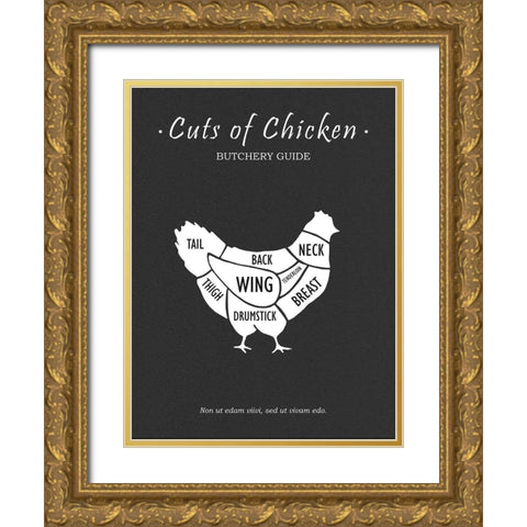 Butchery Chicken Gold Ornate Wood Framed Art Print with Double Matting by Rogan, Mark