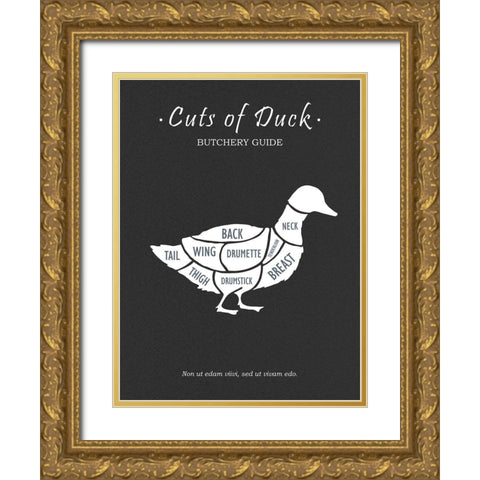 Butchery Duck Gold Ornate Wood Framed Art Print with Double Matting by Rogan, Mark