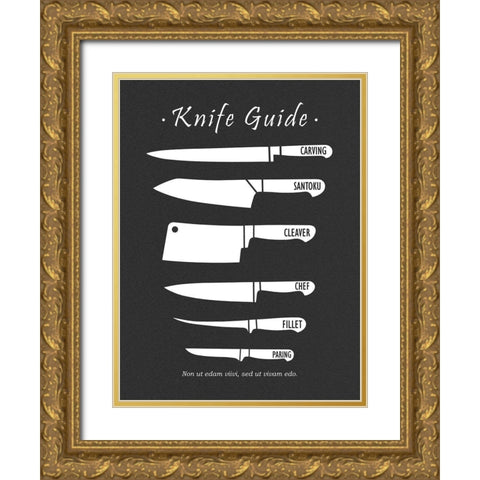 Butchery Knives Gold Ornate Wood Framed Art Print with Double Matting by Rogan, Mark