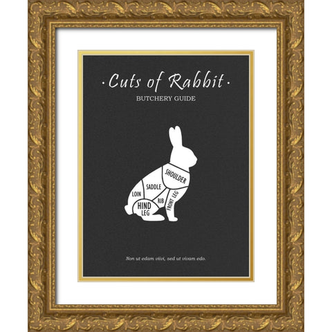 Butchery Rabit Gold Ornate Wood Framed Art Print with Double Matting by Rogan, Mark
