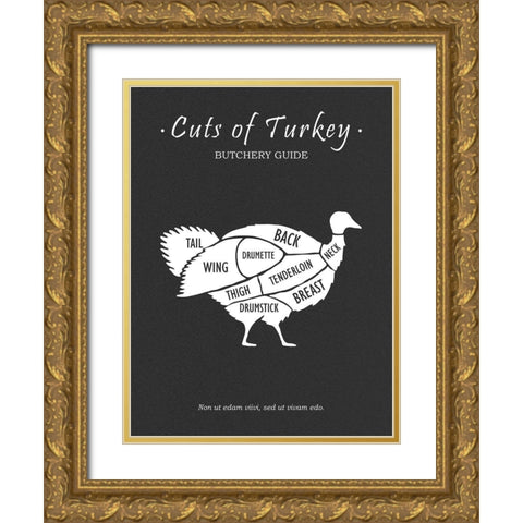 Butchery Turkey Gold Ornate Wood Framed Art Print with Double Matting by Rogan, Mark