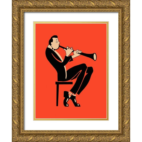 The Clarinet  Gold Ornate Wood Framed Art Print with Double Matting by Rogan, Mark