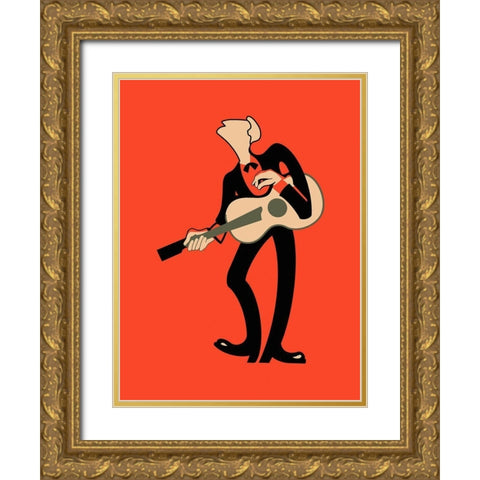 The Guitar  Gold Ornate Wood Framed Art Print with Double Matting by Rogan, Mark