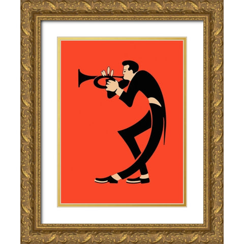 The Trumpet  Gold Ornate Wood Framed Art Print with Double Matting by Rogan, Mark