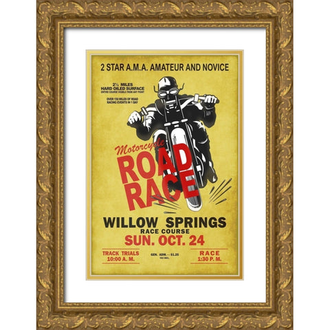 Willow Springs Road Race Gold Ornate Wood Framed Art Print with Double Matting by Rogan, Mark