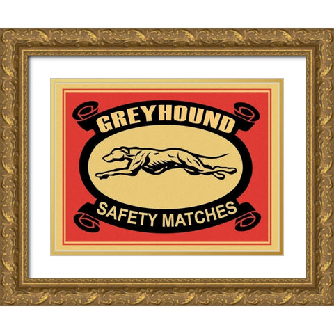 Greyhound Safety Matches Gold Ornate Wood Framed Art Print with Double Matting by Rogan, Mark