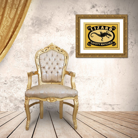 Lizard Safety Matches Gold Ornate Wood Framed Art Print with Double Matting by Rogan, Mark